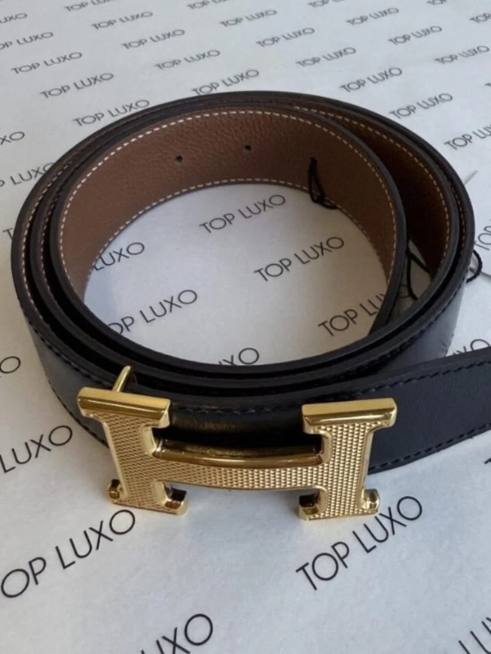 Hermes Reversible Belt Black/Brown 90cm - Gold Buckle